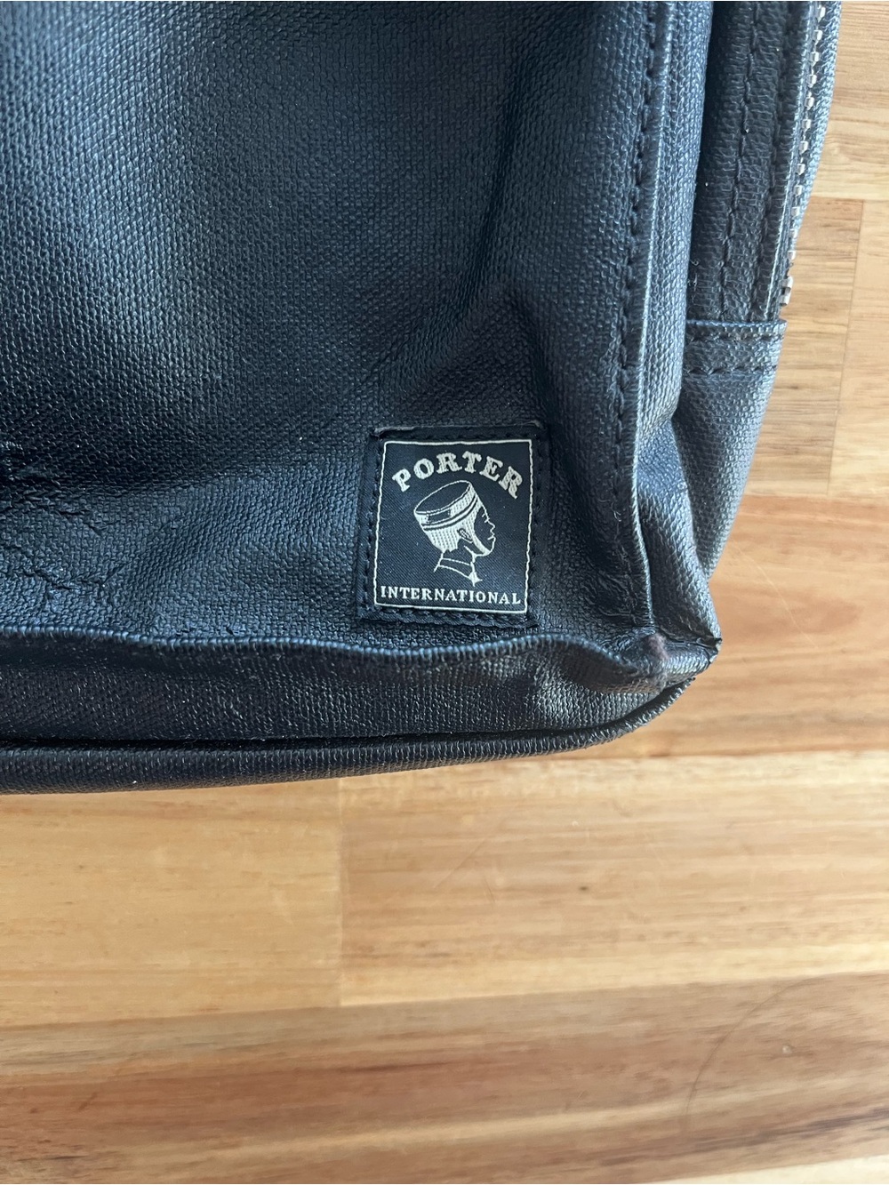 Porter International Black Leather Messenger Bag with Front Pockets - Picture 3 of 14